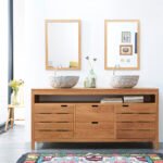 SERENA - Doğal Ahşap Sahil Evi Tarzı Banyo Lavabo Dolabı - 2 Lavabolu
