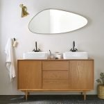 PORTOBELLO - Doğal Meşe Kaplama Vintage Banyo Lavabo Dolabı - 2 Lavabolu